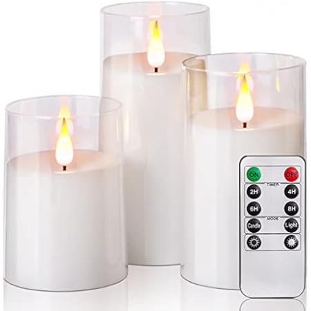 LED Flameless Candle Pearl White Glass with Remote Control Battery Operated Flickering Warm Light LE | Amazon (US)