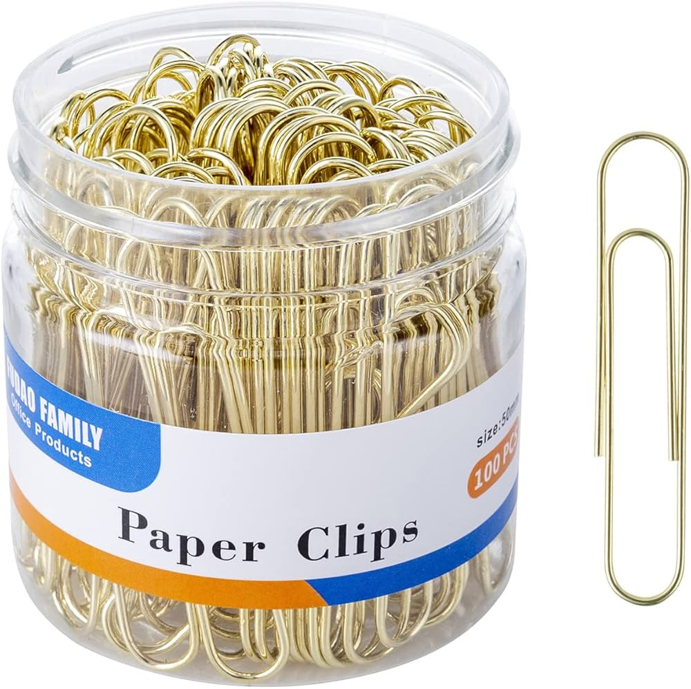Large Paper Clips, Gold Paper Clips, 2 Inch Paper Clip, Jumbo Paperclips 100/Pack | Amazon (US)