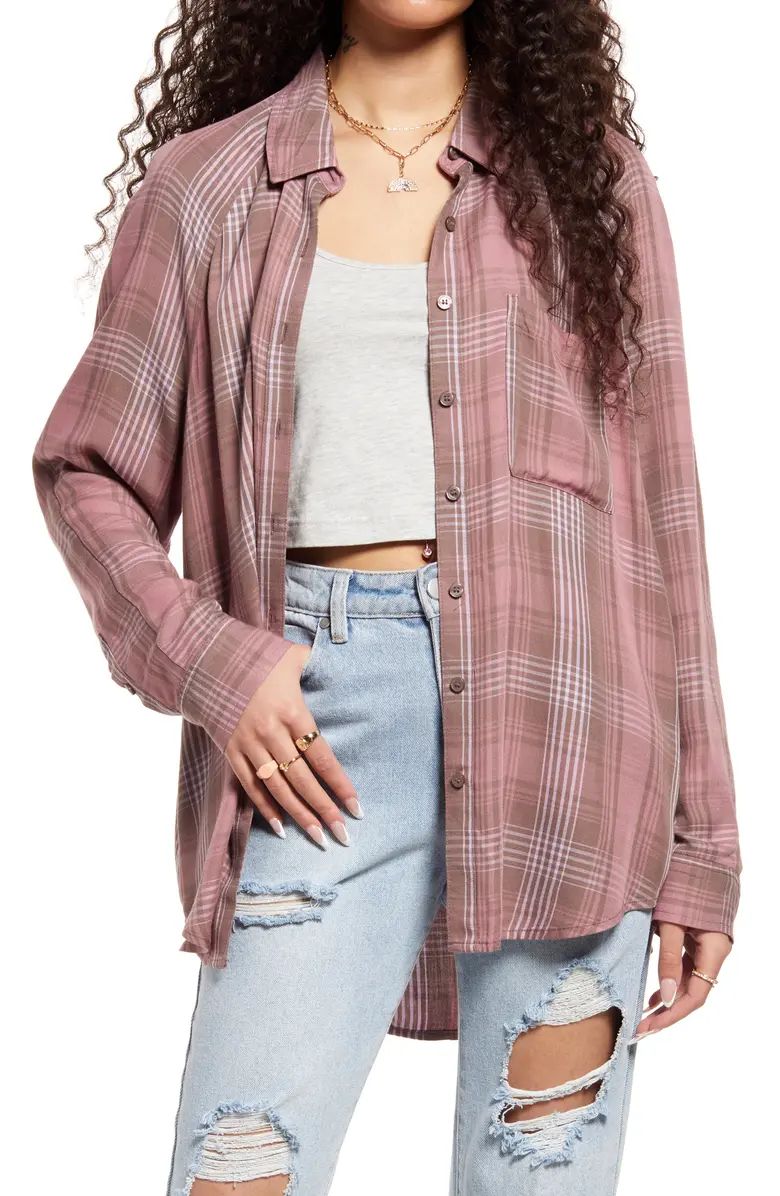 Raglan Sleeve Plaid Button-Up Shirt | Nordstrom