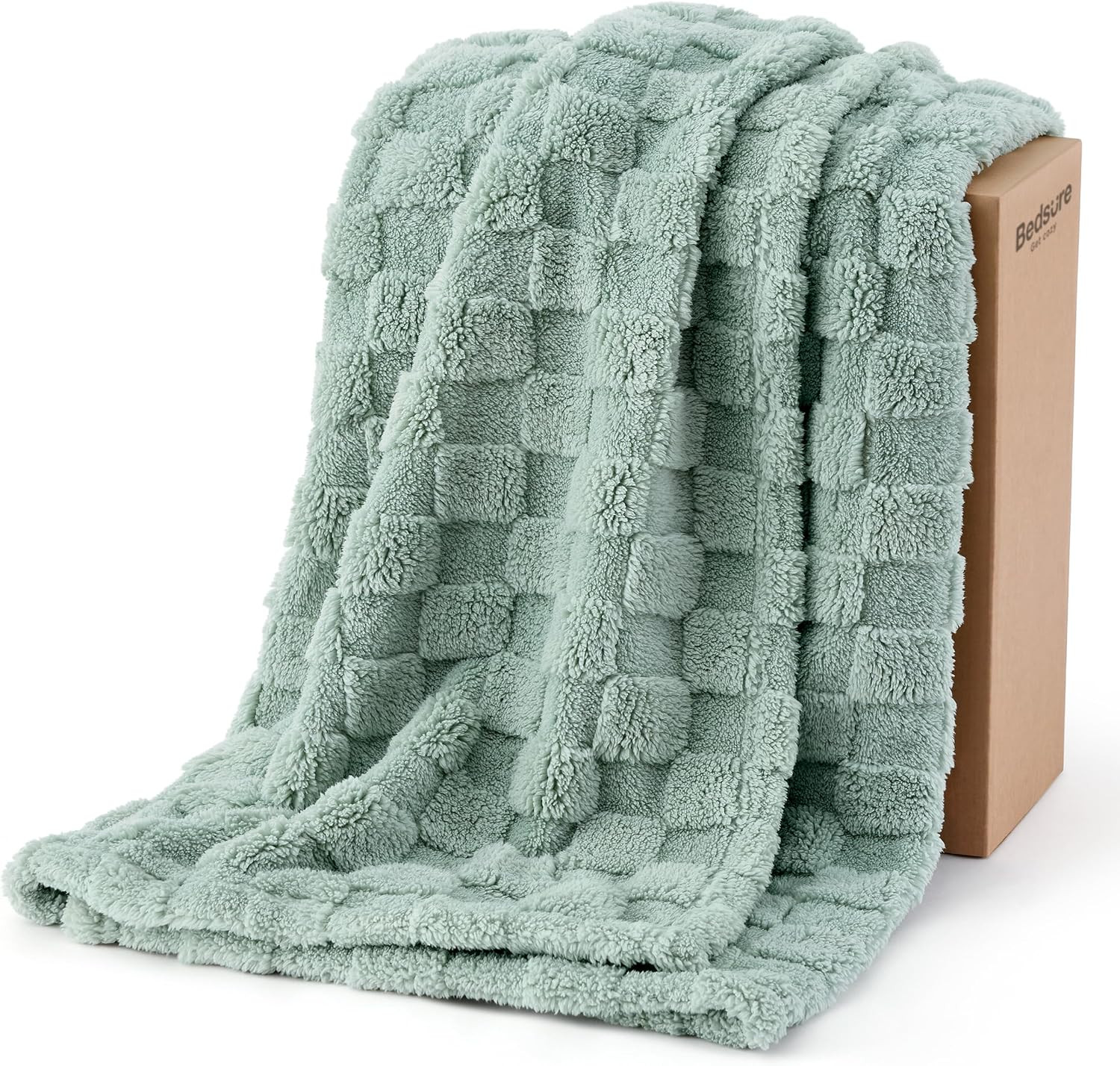 Bedsure Checkered Fleece Throw Blanket,Cute Home Decor,Sage Green,50"×60" | Amazon (US)