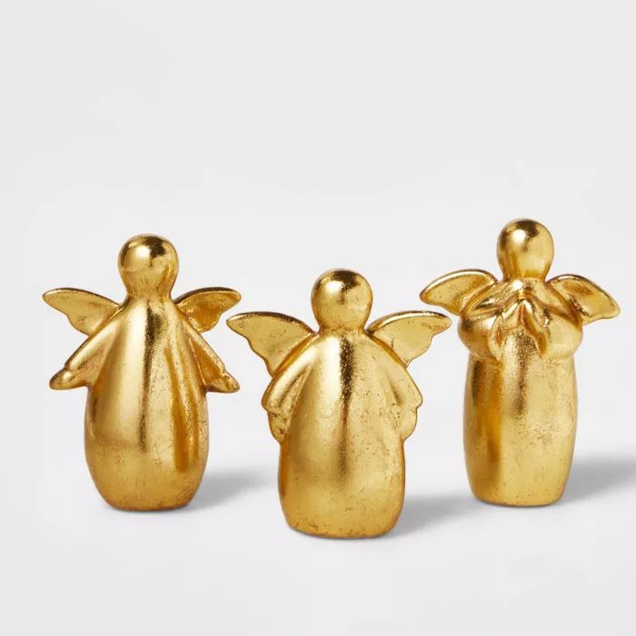 3pk Ceramic Angel Decorative Figurine Set Gold - Wondershop&#8482; | Target