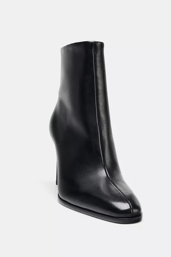 LEATHER HEELED ANKLE BOOTS | Zara US