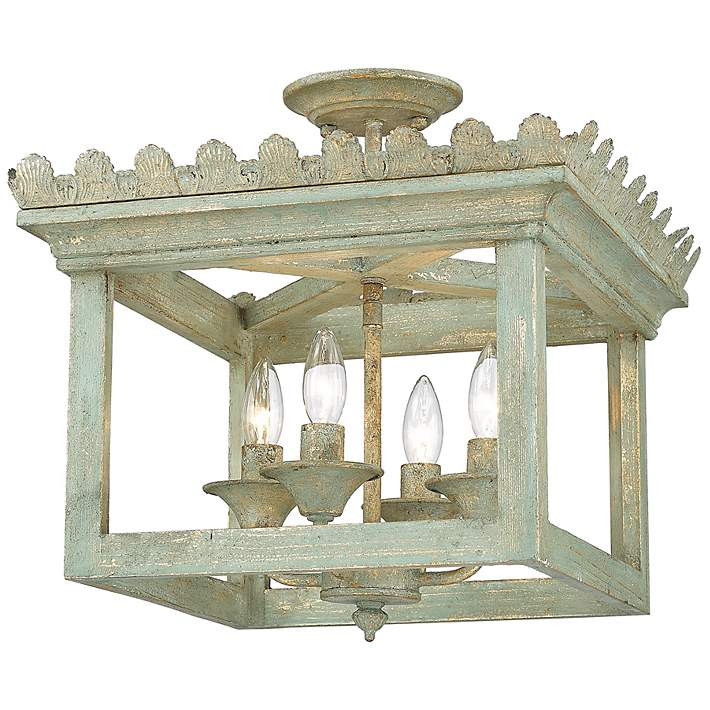 Finley 16 1/2" Wide Vintage Sage 4-Light Ceiling Light - #99X87 | Lamps Plus | Lamps Plus
