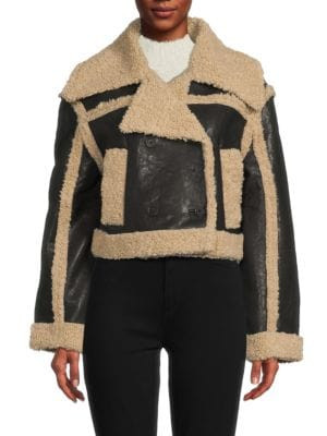 Faux Shearling-Trim Leather Jacket | Saks Fifth Avenue OFF 5TH
