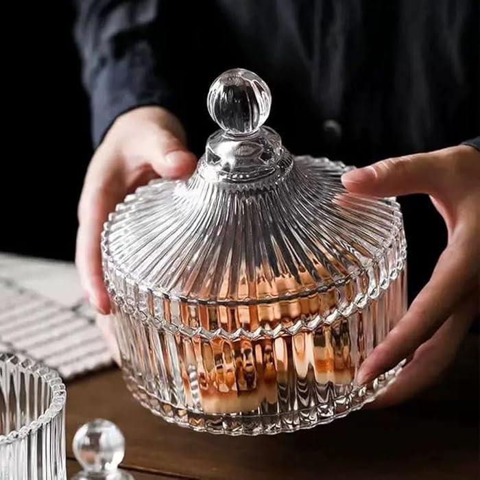 Glass Candy Dish with Lid, Vintage Candy Jars for Buffet Easter Cookie Servers Fruit Bowl for Off... | Amazon (US)