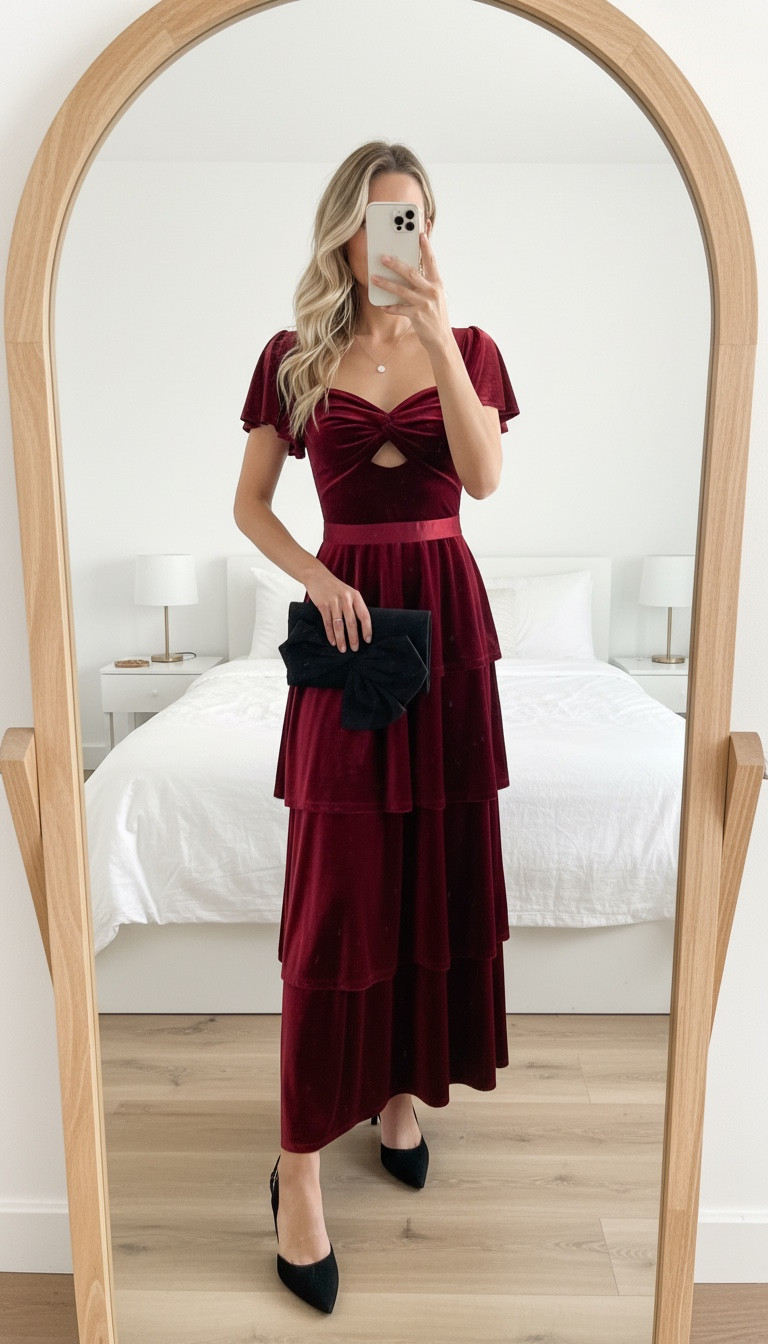 Another great option for the holiday year this one is a great one can be overnighted. Absolutely fabulous on looks beautiful perfect for any winter wedding holiday occasion also could be worn for New Year’s Eve. If it comes to a ton of different color options and it’s a great fall winter dress grab it in another color so it’s not so holiday and it’s perfect for a winter wedding.

#LTKOver40 #LTKHoliday #LTKmomlife