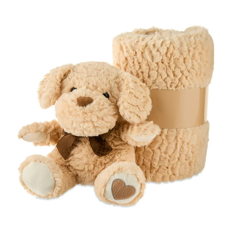 Dog Plush with Throw Blanket, Cream, 50" x 60", Valentine's Day by Way To Celebrate | Walmart (US)