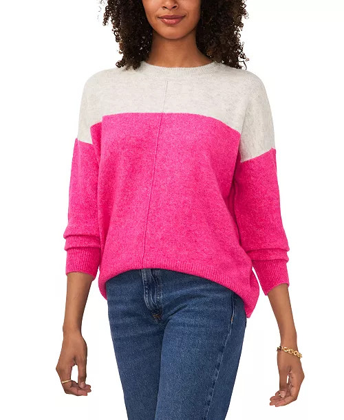 Women's Cozy Extended Shoulder Color Blocked Sweater | Macy's
