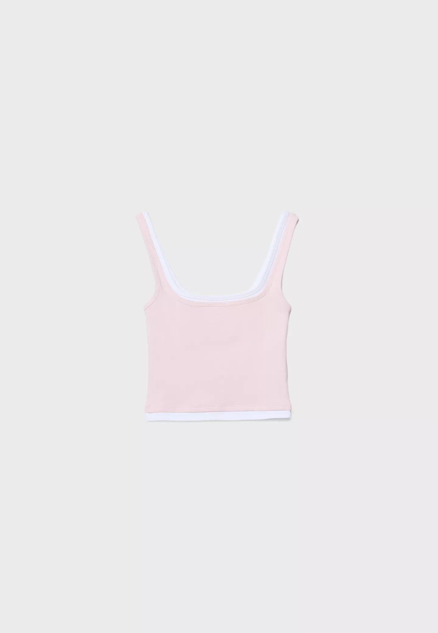 Two-piece effect square neckline top - Women's fashion | Stradivarius United Kingdom | Stradivarius (UK)