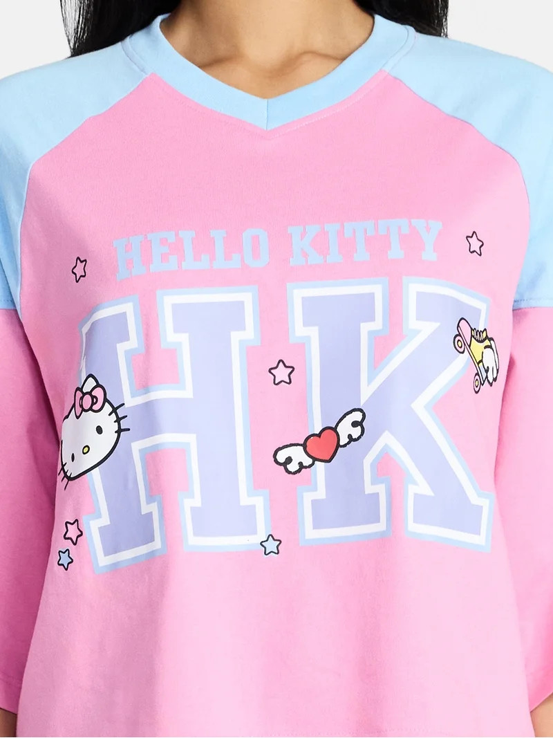 Hello Kitty Women's Short Sleeve Varsity Graphic Tee, Sizes XXS-XXL | Walmart (US)