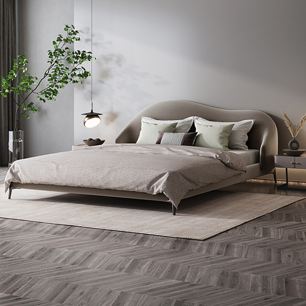 Queen Size Velvet Upholstered Bed Frame with Low Profile Wingback | Homary