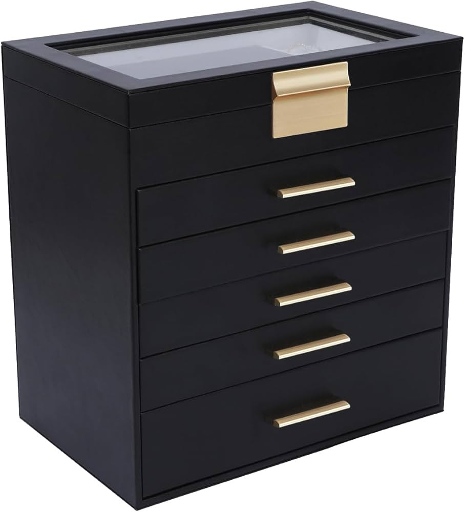 BOOVO Jewelry Boxes for Women, White and Black 6 Layer Large Jewelry Box for Necklace, Bracelet, ... | Amazon (US)