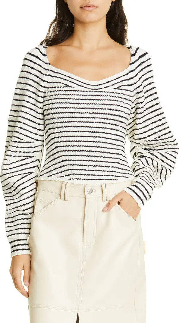 A.L.C. Maeve Stripe Blouson Sleeve Sweater | Nordstrom | Nordstrom