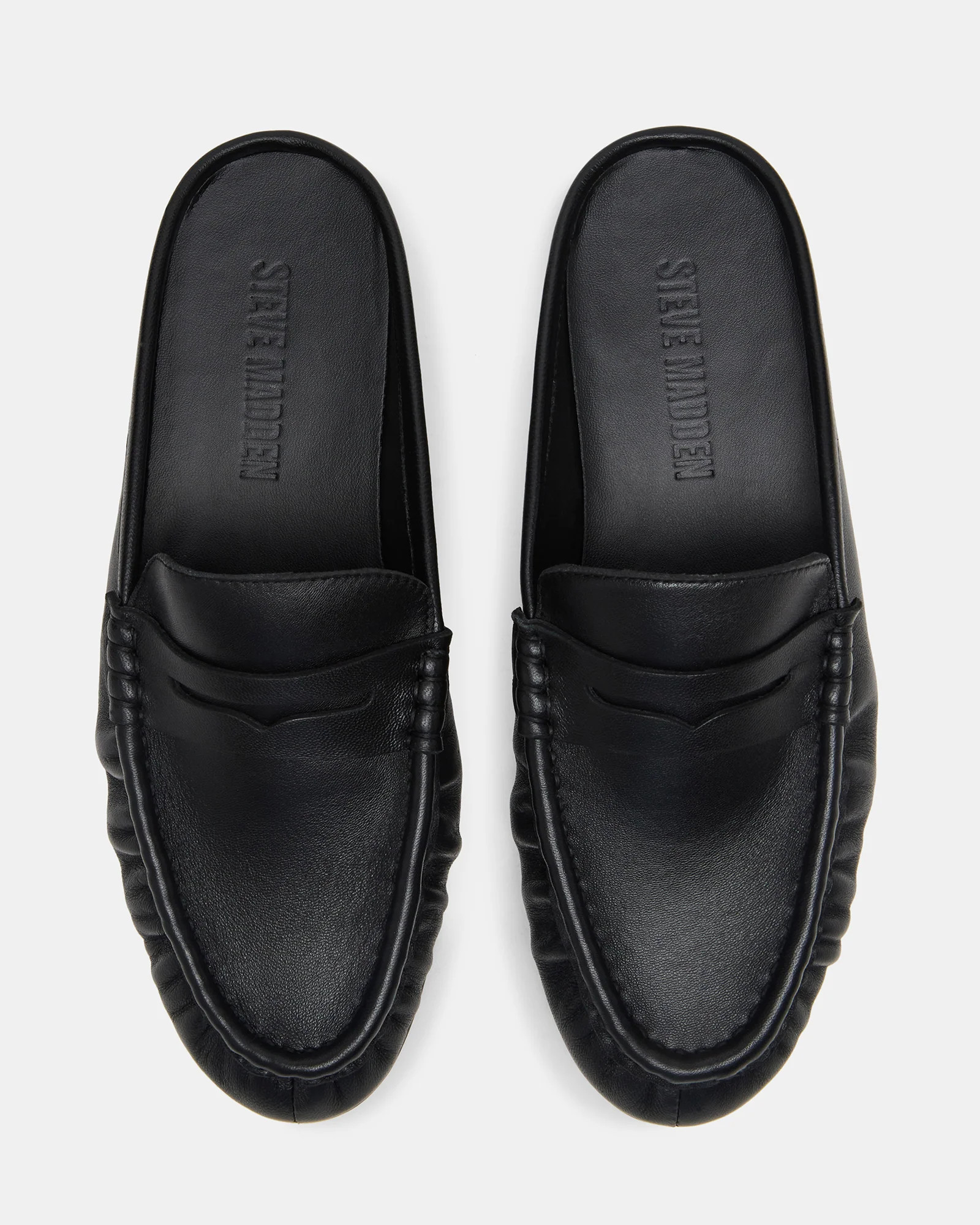 RAFE Black Leather Slip-On Mule Women's Flat | Steve Madden (US)