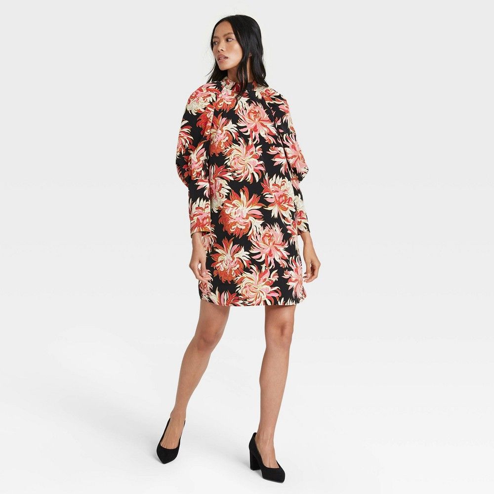 Women's Floral Print Puff Long Sleeve Dress - Who What Wear™ | Target