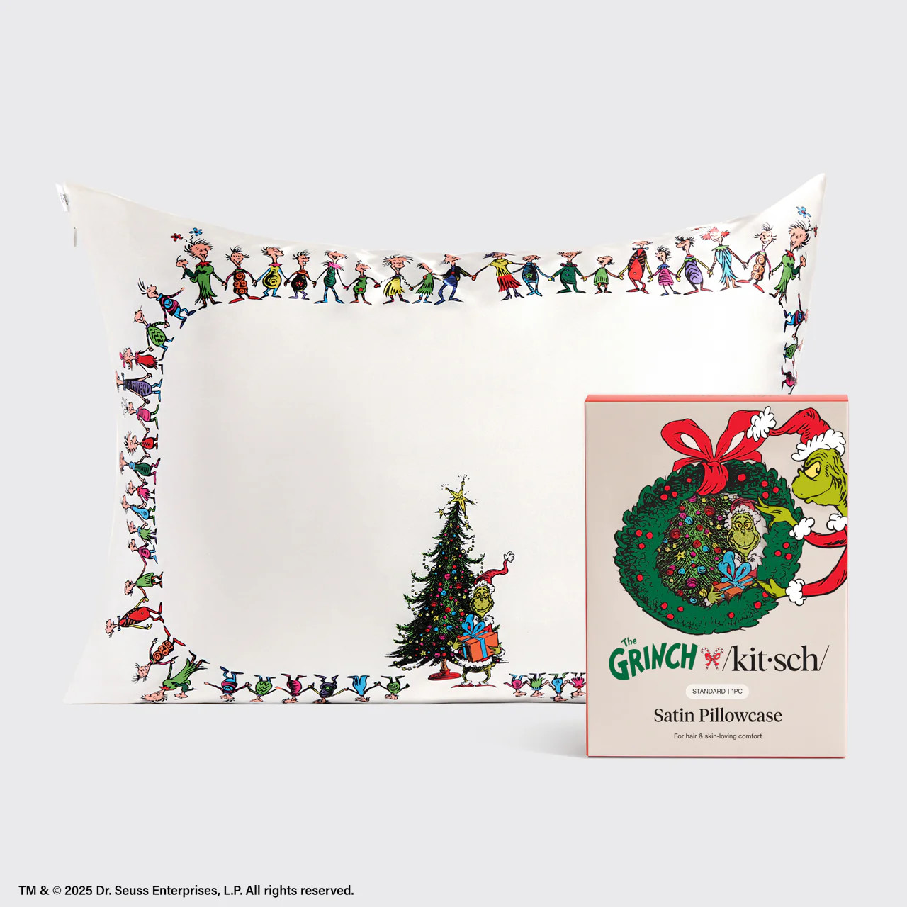 The Grinch x Kitsch Satin Pillowcase in Whoville | Kitsch
