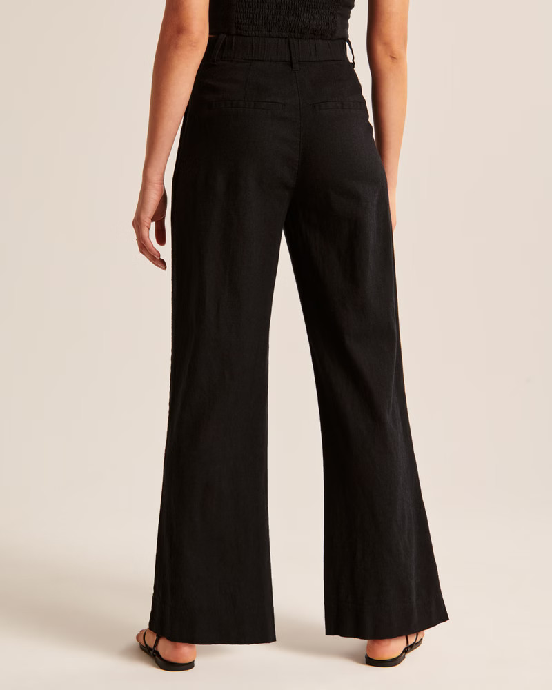 Linen-Blend Tailored Wide Leg Pant | Abercrombie & Fitch (US)