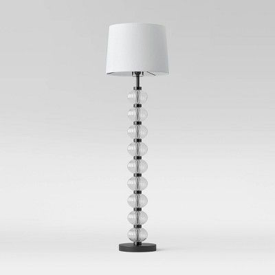 Stacked Ribbed Glass Floor Lamp (Includes LED Light Bulb) Clear - Threshold™ | Target