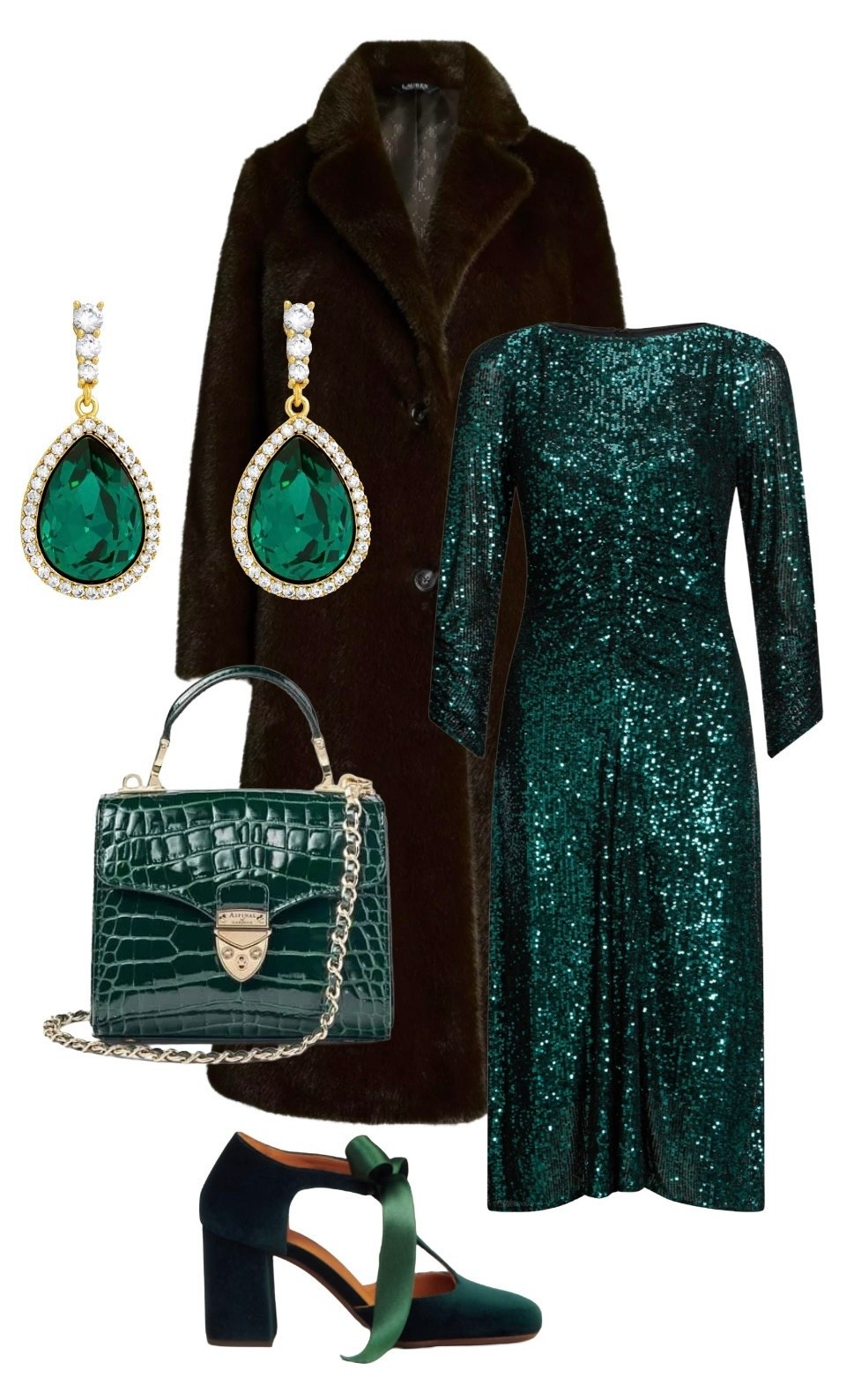 Old Hollywood Glamour with some of my favourite brands, Ralph Lauren, Cefinn, Sezane and Aspinal of London! 

Monique Green Sequin Midi Dress - save £140 at Cefinn during their amazing Black Friday sale, but hurry! 

Mini Mayfair Bag in Green Croc Leather - Aspinal of London who are offering a Black Friday discount! 

Brown Faux Fur Coat - Ralph Lauren at Fraser where you can catch it at its lowest price!

Green Pear Drop Earrings - Jon Richard at John Lewis where you can snap them up for a bargain on the Black Friday Sale (also a great Christmas stocking filler for a fellow bling lover)

Green Velvet Eulalie High Heel Ribbon Babies - Sezane, not on sale but who cares?! 

#LTKfestive #LTKCyberWeek #LTKpartywear