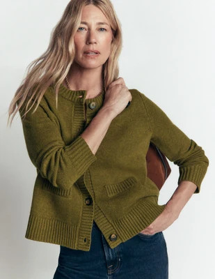 Boden Women's Marta Merino Wool Cardigan in Green | Size XS | Boden (US)