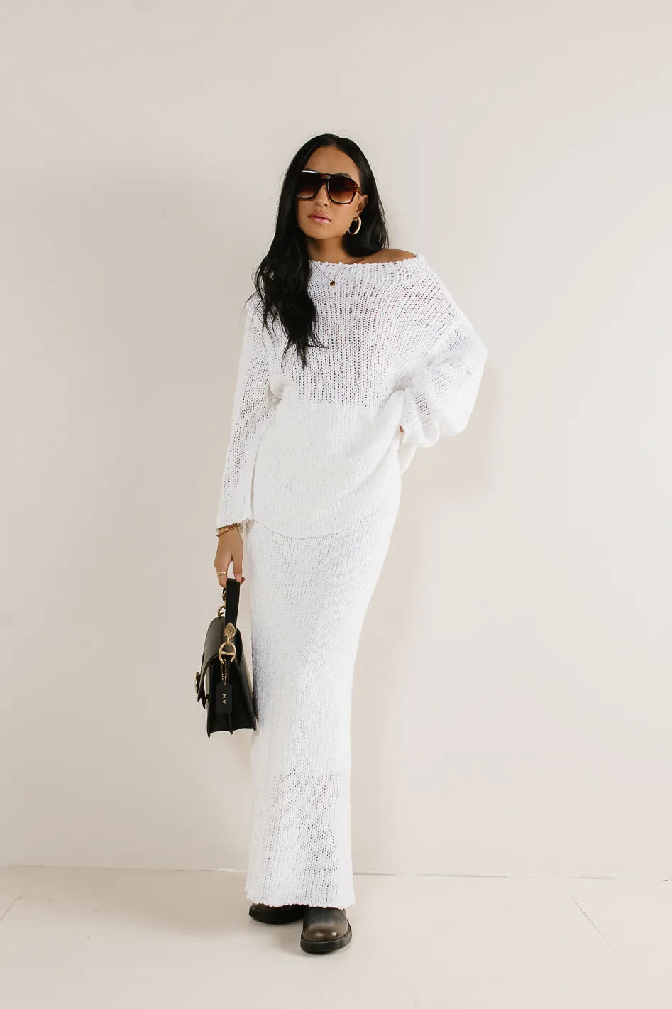 Charlotte Knit Sweater in White | Böhme US