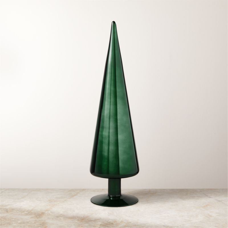 Paz Green Glass Christmas Tree Figure 18" + Reviews | CB2 | CB2