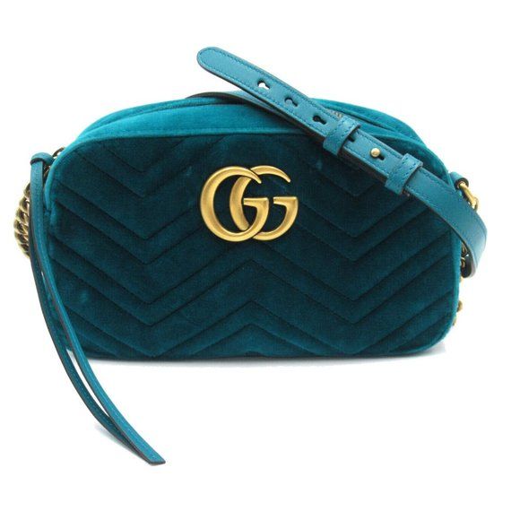 GUCCI GG Marmont Quilted Small Shoulder Crossbody Bag Velvet Green Blue | Poshmark
