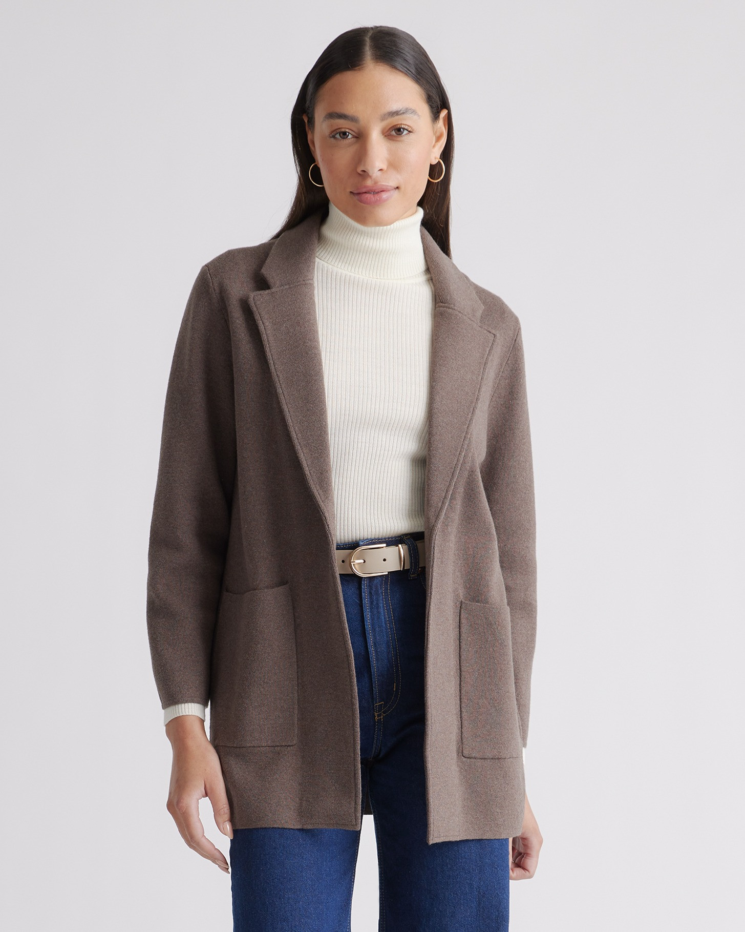 Quince | Women's Knit Blazer in Camel, Size Large, Organic Cotton | Quince