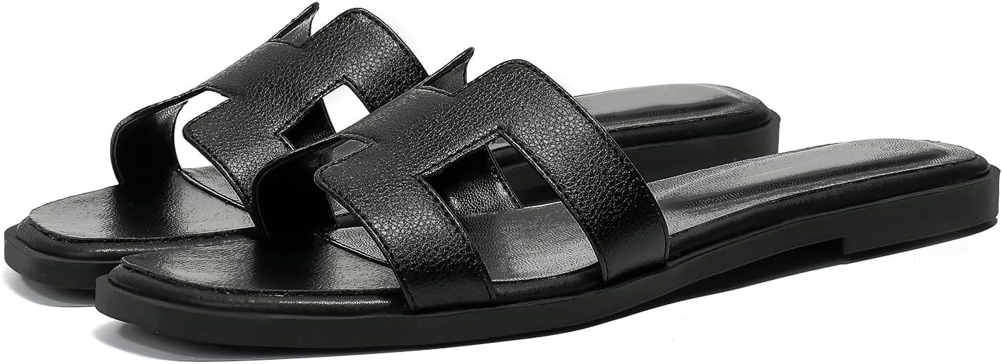 Stratuxx Kaze Womens Flat Sandals Flat Slide Sandals White,Black, Brown,Metallic Flat Sandals Leo... | Amazon (US)