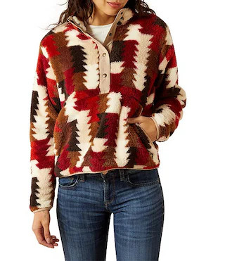 Ariat Berber Stand Collar Long Sleeve Snap Front Sweatshirt | Dillard's | Dillard's