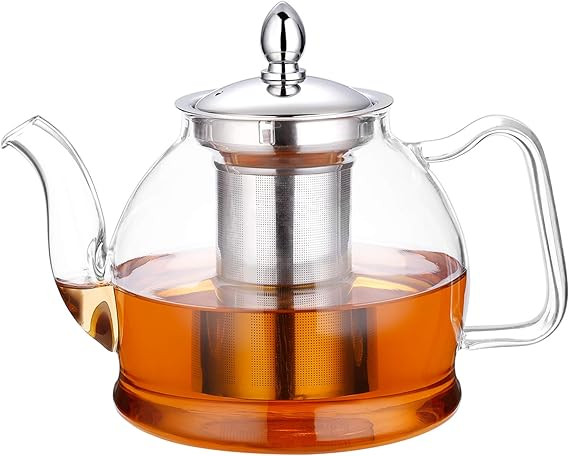 Hiware 1000ml Glass Teapot with Removable Infuser, Stovetop Safe Tea Kettle, Blooming and Loose L... | Amazon (US)