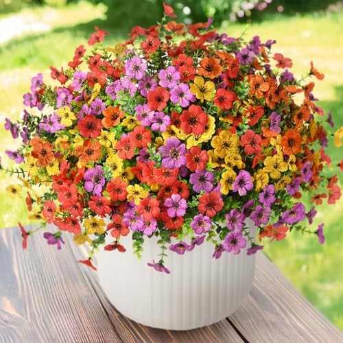ZFProcess Artificial Flowers Faux Plants Outdoor Fake Flowers Spring Decor,12 Bundles Realistic Plastic Plant Colorful Daisy UV Resistant for Porch Patio Home Yard Garden Window Box Pot Planters | Amazon (US)