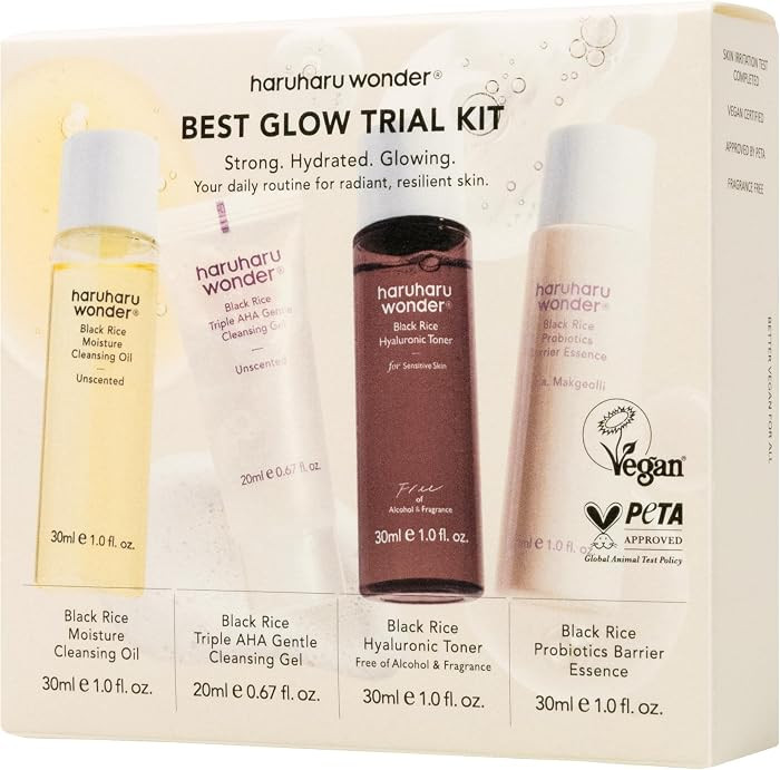 haruharu Best Glow Trial Kit, Skin care Starter Set, Travel Size, Vegan | Amazon (US)