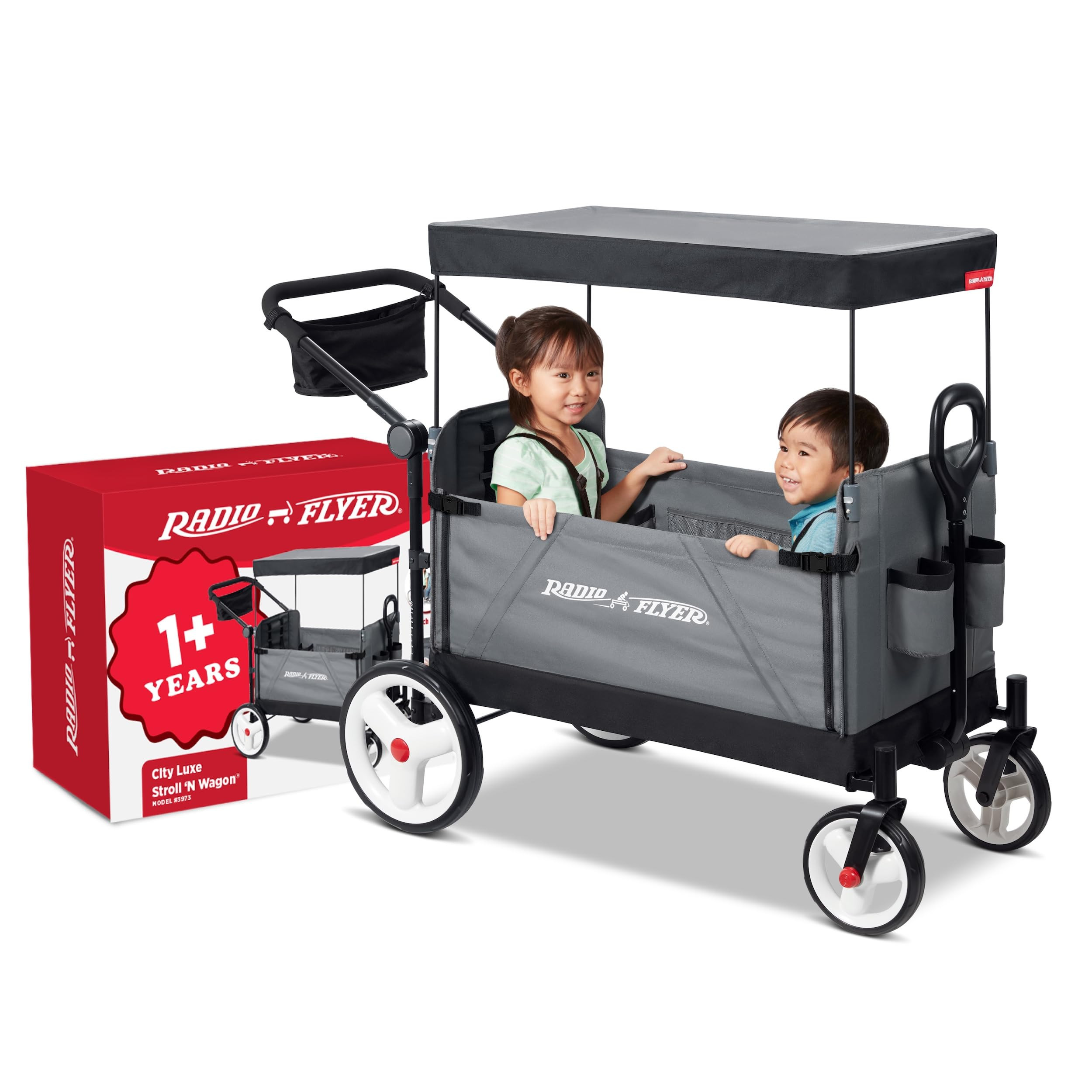 Radio Flyer City Luxe Stroll 'N Wagon, Ages 1+, 3-in-1 Push or Pull, Easy Fold, UV Canopy, 5-Poin... | Amazon (US)