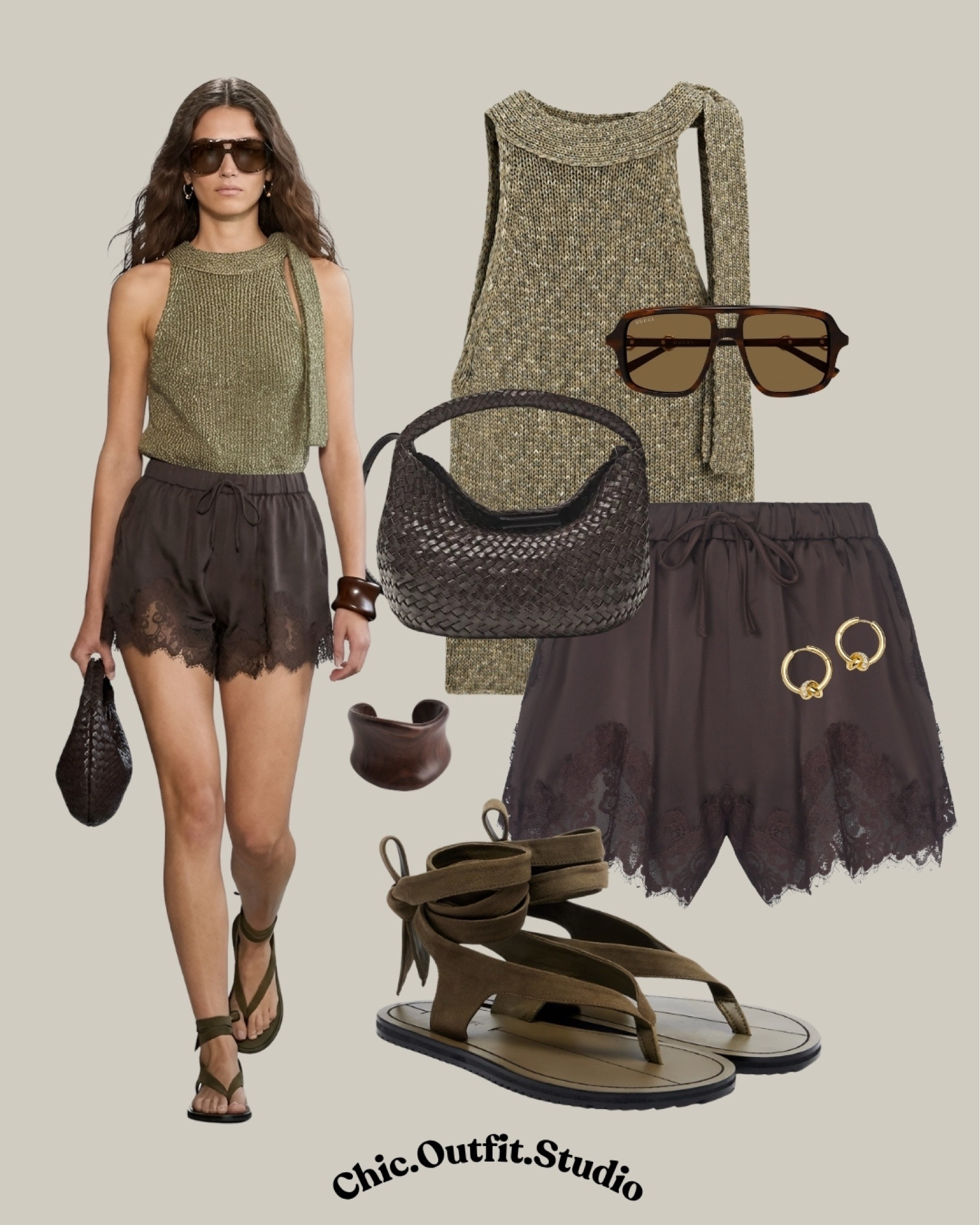 💫 Olive Green Knit Top & Chocolate Shorts Outfit | Elevated Neutral Summer Outfit
💫 An olive green textured knit sleeveless top paired with satin & lace chocolate brown shorts creates a rich neutral outfit that feels sophisticated and modern for spring and summer. Styled with dark leather sandals, layered jewelry, and woven textures, this outfit is perfect for dinner by the beach, rooftop evenings, vacation nights, summer events, or elevated casual days. The earthy tones and lightweight fabrics create an effortlessly luxurious warm-weather look.
💫Tags: olive green outfit women, brown shorts outfit, neutral summer outfit, chic vacation style, elegant casual summer look, textured knit top outfit, dark brown sandals outfit, European chic fashion, classy summer outfit women, effortless evening outfit, rich neutral aesthetic, elevated basics outfit, smart casual summer style, vacation dinner outfit, minimalist elegant fashion


#LTKbag #LTKdatenight #LTKsummer