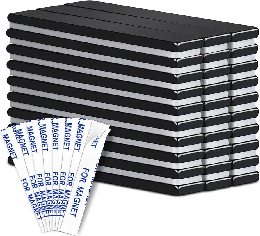 MIKEDE 30 Pack Strong Neodymium Bar Magnets with Double-Sided Adhesive, Powerful Black Rare Earth... | Amazon (US)
