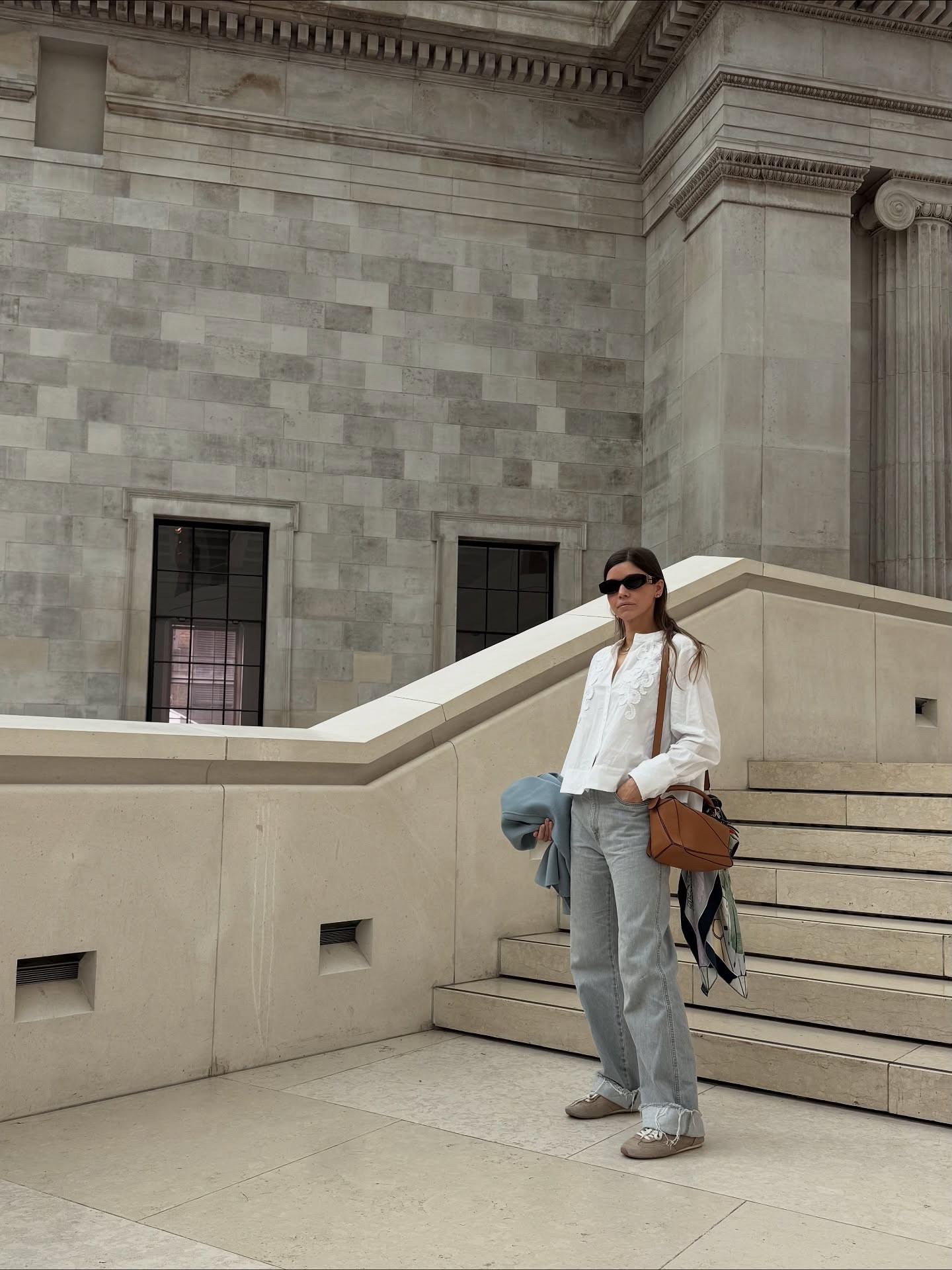 Slow morning in London at the British Museum 

weekend outfit, autumnal outfit, travel style, capsule wardrobe, Loewe puzzle, Miu Miu , fall outfit ideas , jeans outfits