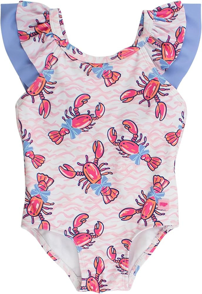 RuffleButts Girls UPF50+ Sun Protection Ruffle V-Back One Piece Swimsuit | Amazon (US)
