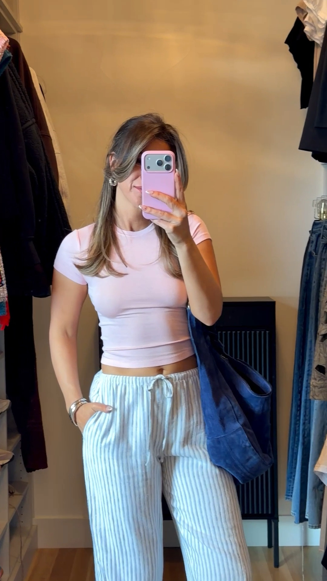 Abercrombie blue and white linen pant paired with pink baby tee and white sneakers 

Wearing small top medium pant

Casual
Everyday
Mom look
Errands
Shopping


#LTKSeasonal #LTKootd #LTKgrwm