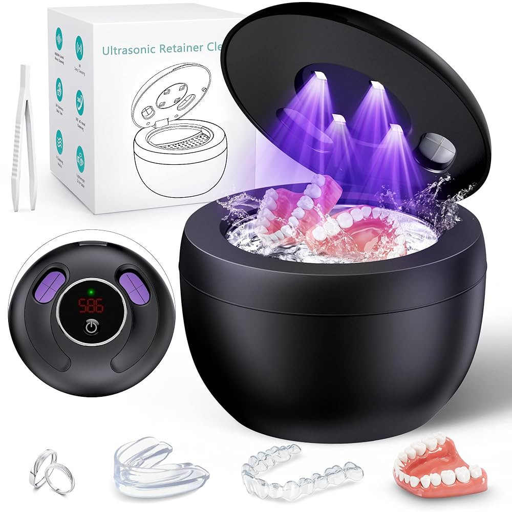 Upgraded Ultrasonic Retainer Cleaner Machine, 45kHz Ultrasonic Dentures Cleaner for Night Guards,... | Amazon (US)