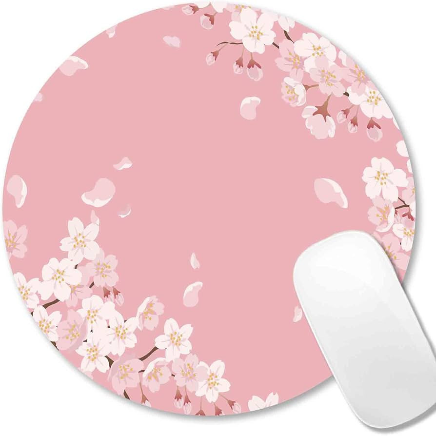 IMAYONDIA Cute Pink Mouse Pad, Floral Flowers Mouse Pad, Sakura Cherry Blossom Round Mousepad, Ae... | Amazon (US)