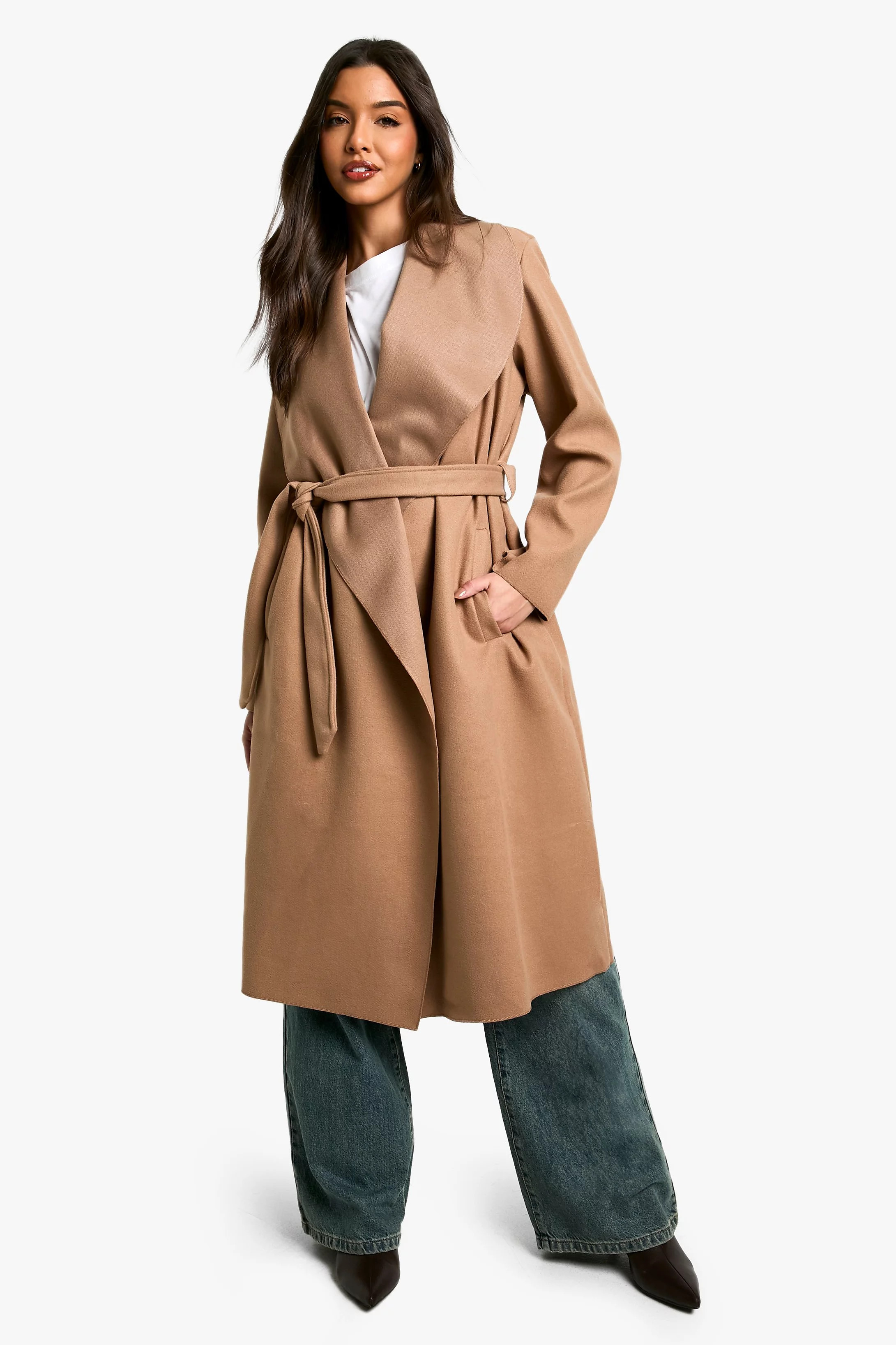 Belted Waterfall Coat | Boohoo.com (US & CA)
