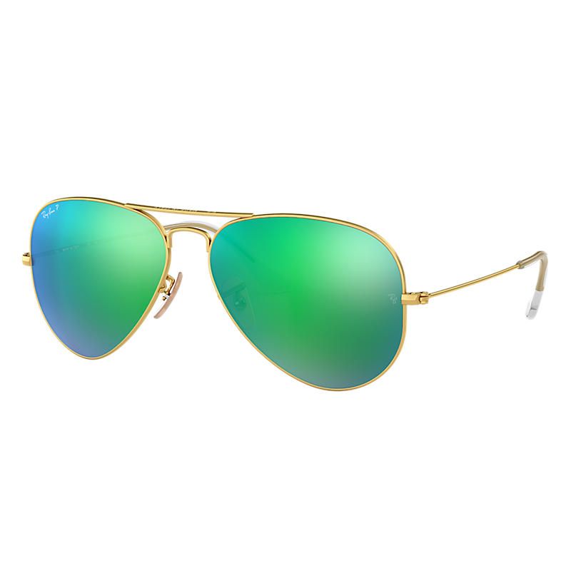 Ray-Ban Aviator Gold Sunglasses, Polarized Green Flash Lenses - Rb3025 | Ray-Ban (US)