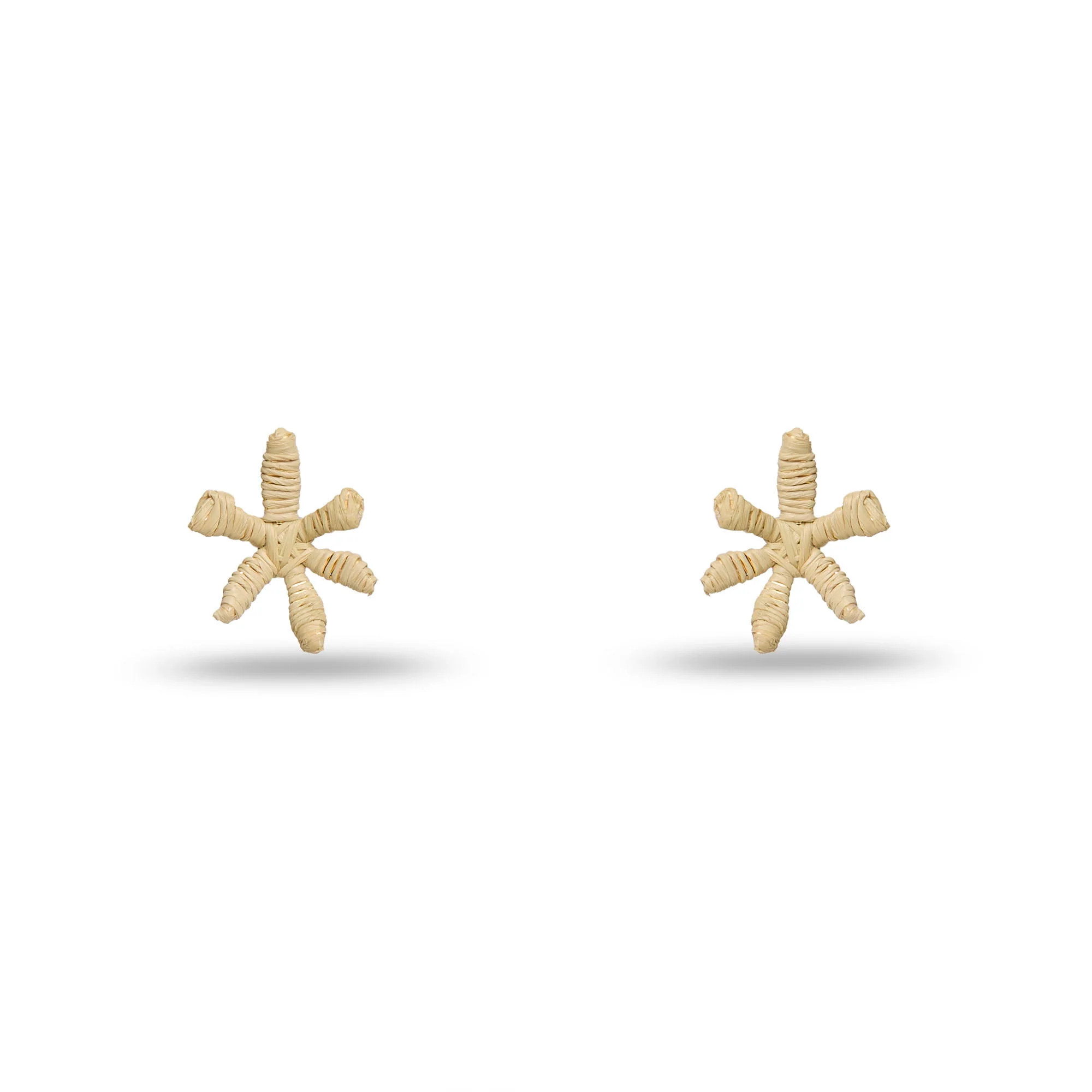 NATURAL RAFFIA WATER LILY STUD EARRINGS | LELE SADOUGHI