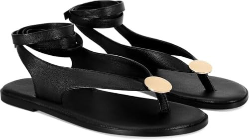 Flat Sandals for Women Strappy Sandals Comfortable Dressy Beach Flip Flop Slides Thong Sandals fo... | Amazon (US)