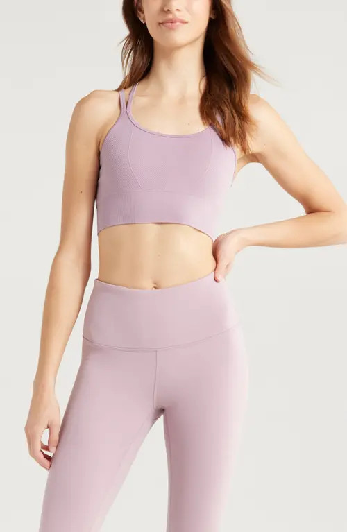 Zella Seamless Strappy Sports Bra in Purple Morn at Nordstrom, Size Small | Nordstrom