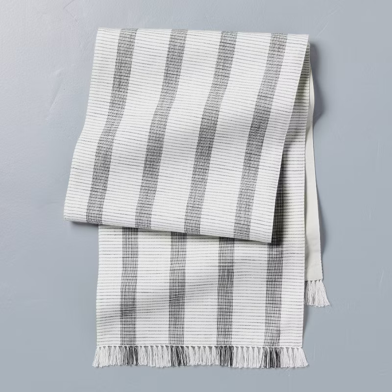 Bold Stripes Fringe Table Runner Dark Gray/Sour Cream - Hearth & Hand™ with Magnolia | Target
