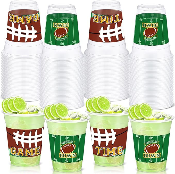 Yaomiao 60 Pieces Football Plastic Cups 12 Oz Bulk Football Party Clear Disposable Cups Drinking ... | Amazon (US)