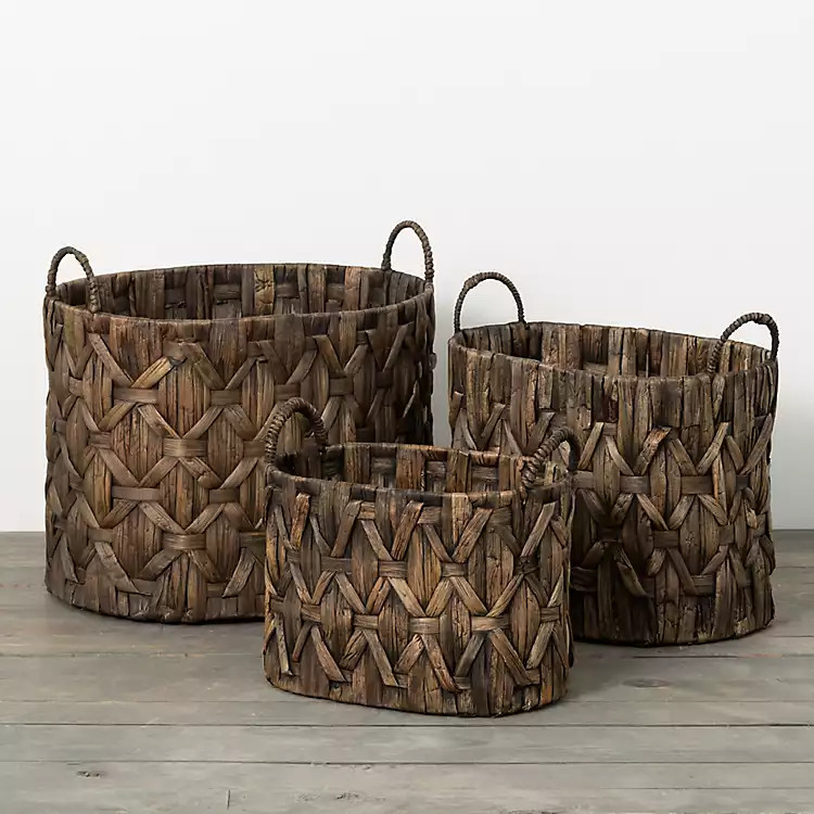 Oval Dark Brown Woven Baskets, Set of 3 | Kirkland's Home
