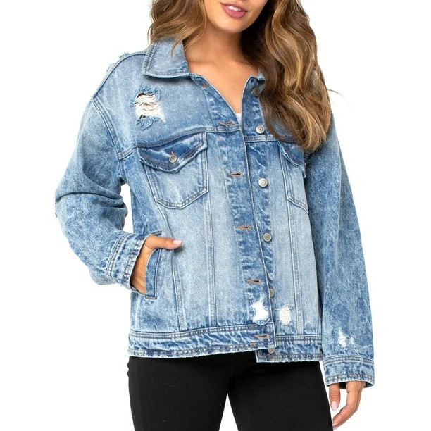 Celebrity Pink Junior's Destructed Boyfriend Jacket | Walmart (US)